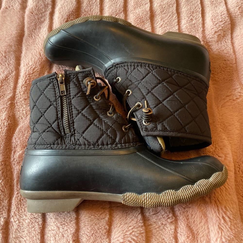 Sperry Black Quilted Duck Boots